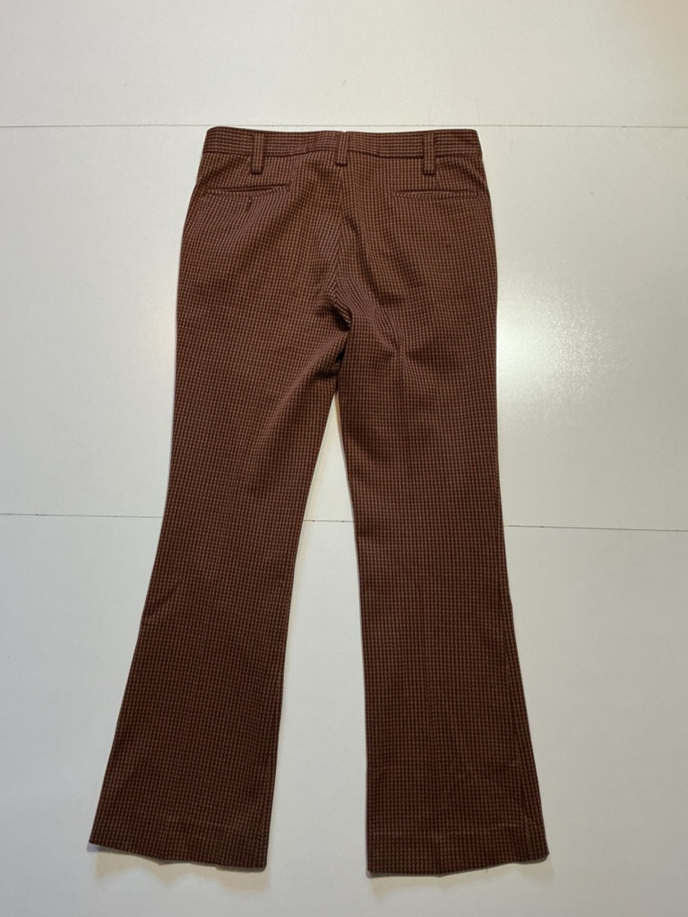 Vintage 70s Houndstooth Polyester Knit Flare Disco Atomic Leisure Dress Pants - Picture 3 of 13